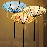 新中式中国风吊灯餐厅酒店会所仿古典灯具创意艺术手绘画布艺灯笼