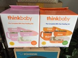 现货 Thinkbaby饭盒碗杯子防摔宝宝4件套美国不锈钢儿童餐具套装