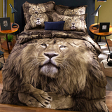 3D全棉四件套立体 动物图案豹子狼老虎活性纯棉个性床单被套床品
