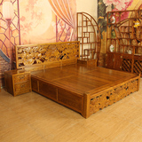 实木双人床南榆木床中式荷花架子双人床明清仿古中式古典家具