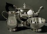 特价：西洋古董银器 美国GORHAM纯银咖啡壶 茶壶 茶具3件套