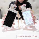 可爱kitty猫iphone6s水钻手机外壳苹果6splus全包保护软壳 可挂脖