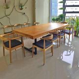 北欧宜家美式复古铁艺实木会议桌椅办公桌长方形餐桌电脑桌工作台
