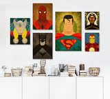 欧美九侠超级英雄创意装饰画个性海报电影儿童挂画北欧组合无框画