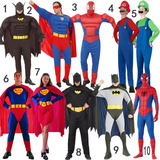 万圣节成人服饰成人超人服装 蝙蝠侠衣服蜘蛛侠男女超级玛丽服