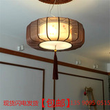 新中式手绘布艺羊皮吊灯现代手绘仿羊皮灯笼餐厅卧室客厅工程灯具