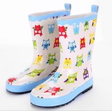 韩国正品男女儿童亲子雨靴卡通可爱猫头鹰雨鞋橡胶水鞋雨衣雨披套