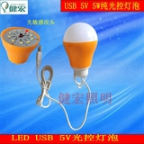 USB 5V5W纯光控LED球泡灯 LED光控太阳能灯 感应灯