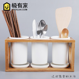 日式陶瓷三筷筒厨房置物架沥水筷子筒筷子架筷子笼筷子盒筷架筷笼