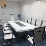 个性办公家具 烤漆会议桌白色 创意洽谈桌简约现代不锈钢条形长桌