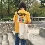 2016夏新款韩国ulzzang学院风卡通巧克力豆印花宽松圆领短袖T恤女