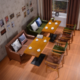 新款 欧式咖啡厅沙发  高端会所茶餐厅西餐厅桌椅沙发 贴实木皮桌