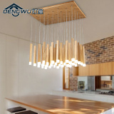 日式卧室书房创意LED实木吊灯简约现代木艺客厅餐厅个性原木吊灯