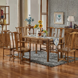仿古餐桌中式长方型饭桌香樟原木全实木榫卯明清复古6人桌椅家具