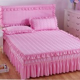 夹棉加厚单件床罩床裙式床盖保护床套蕾丝边床群1.5米1.8m双人2.0
