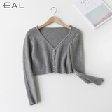 EAL韩版2016春季女装短款纯色气质针织衫女式 外套开衫A27