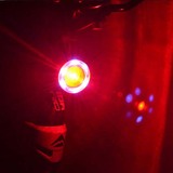 自行车尾灯新款6+1LED圆形双光源红蓝光山地车自行车灯高亮警示灯