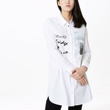 91queen韩国代购Mind Bridge 16春女时尚中长款白色衬衫 MQWS126A