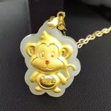 黄金猴吊坠足金项链3D生肖金猴小孩婴儿宝宝满月礼物可爱猴子饰品