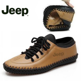 新款jeep fallow休闲皮鞋英伦潮鞋软底豆豆鞋真皮商务男鞋手工鞋