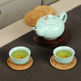 窑变青瓷一壶二两杯创意便携旅行办公陶瓷功夫茶具茶杯茶壶特价