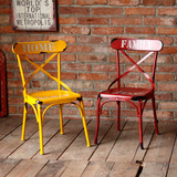 美式乡村个性复古铁艺靠背椅子马口铁咖啡厅酒吧餐椅工业风小椅子