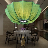 中式海洋布艺雨伞吊灯东南亚餐厅酒店茶楼火锅店荷叶灯笼个性吊灯