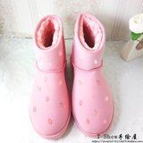 软妹日系手绘粉色花朵小草莓女鞋可爱校园韩版森系磨砂短靴雪地靴