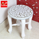 艾品白色欧式圆凳时尚沙发凳矮凳全实木板凳小凳子创意家用茶几凳