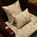 红木家具沙发坐垫实木棉麻刺绣沙发垫中式古典海棉垫椅垫官帽定做