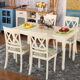 欧式田园实木餐桌时尚现代简约小户型餐桌椅组合象牙白色饭桌子