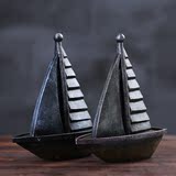 欧式美式树脂帆船摆件创意橱柜酒吧咖啡厅装饰品工艺品摆设礼物