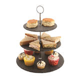 欧式石板水果盘客厅创意现代家用下午茶点心架玻璃蛋糕三层托盘子