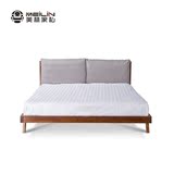 全实木橡木床 北欧简约日式实木床1.8米双人卧室床布艺软靠背床婚