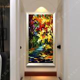 玄关装饰画竖版走廊过道壁画抽象油画客厅3d立体画风景画挂画现代