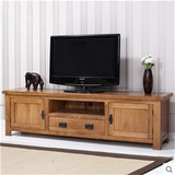 白橡木客厅家具纯实木电视柜欧式复古带把手带抽屉1.5/1.8米环保