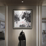 新中式抽象水墨国画泼墨荷花现代客厅挂画黑白大尺寸装饰画办公室