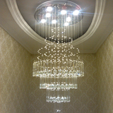 现代客厅大气圆形创意水晶灯 别墅复式楼梯长吊灯 酒店大堂大厅灯
