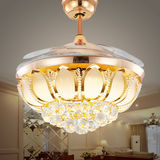 新款金色K9水晶隐形扇led吊扇灯起飞风扇灯餐厅欧式现代简约时尚