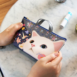 JETOY 韩国可爱猫咪皮质手拎小化妆包女式随身细物整理收纳包钱包