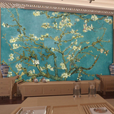 欧式油画杏花无缝壁纸沙发电视卧室大型壁画客厅房间花卉环保墙纸