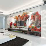 绿色环保3D立体大型壁画 卧室客厅电视背景墙无缝墙纸 山水瀑布