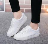 eos韩版白色休闲鞋运动鞋学生单鞋女鞋平底板鞋真皮系带小白鞋