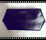 专柜赠品 Givenchy 纪梵希黑色PU/漆皮金色LOGO拉链小化妆包