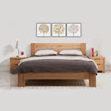 实木床 现代北欧橡木床 单/双人床软床1.5米1.8米原木色 1.5*2米