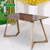 实木餐桌餐椅组合简约宜家现代小户型北欧原木白橡木日式拐腿餐桌