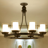 简约现代美式乡村客厅餐厅北欧复古卧室灯创意亚黑铁艺蜡烛台吊灯