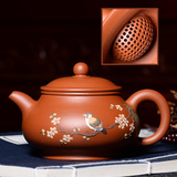 宜兴紫砂壶茶壶潘壶 名家纯全手工彩绘堆花球孔朱泥功夫茶具特价