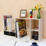 欧式创意可伸缩带抽屉办公桌上桌面大号书架置物架现代办公室书架