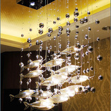 新品创意玻璃水晶吊灯现代个性鱼形水晶酒店吊灯时尚大堂线吊灯